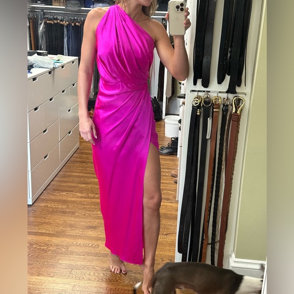 THE SEI - Off-The-Shoulder Silk Maxi Dress Pink - Picture 4 of 7